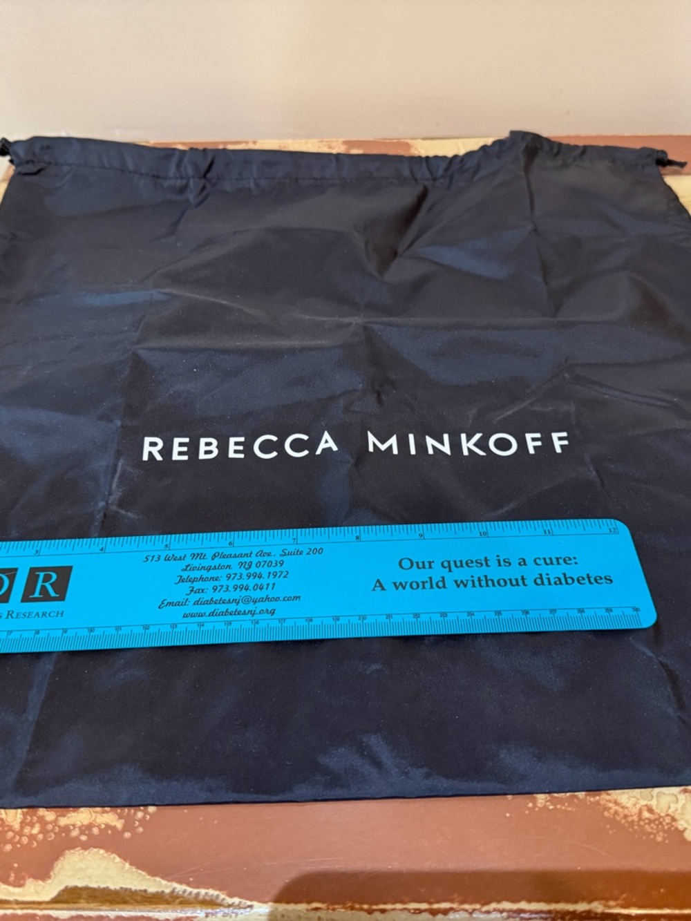 Rebecca Minkoff Black Drawstring Dust Bag with White Logo